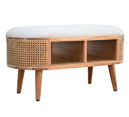 gestoffeerde zitbank 90 cm Weens vlechtwerk - Retro