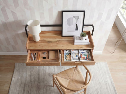 Wandbureau Acacia Massief Hout 120cm met 2 Lades
