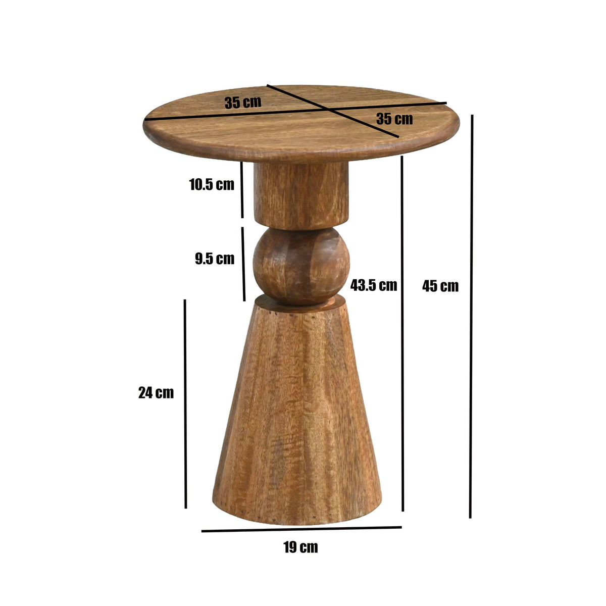 Bijzettafel Mango Massief Hout Bruin 35cm - Design Bijzettafel Hout