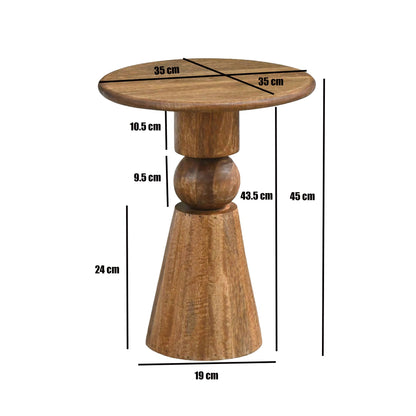 Bijzettafel Mango Massief Hout Bruin 35cm - Design Bijzettafel Hout