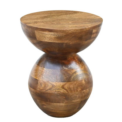 Bijzettafel Mango Massief Hout 35cm Natuur Rond - Design Salontafel