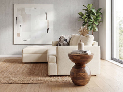 Bijzettafel Mango Massief Hout 35cm Natuur Rond - Design Salontafel