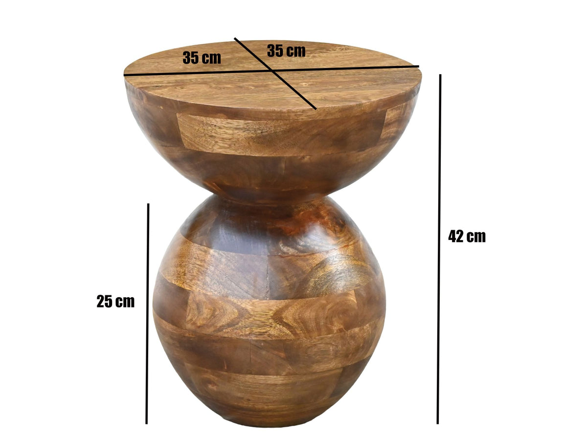 Bijzettafel Mango Massief Hout 35cm Natuur Rond - Design Salontafel