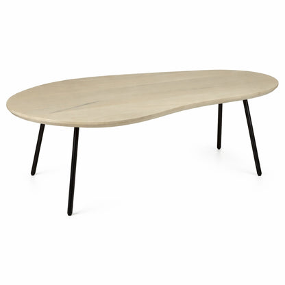 Salontafel niervorm Mangohout massief white wash 122 cm