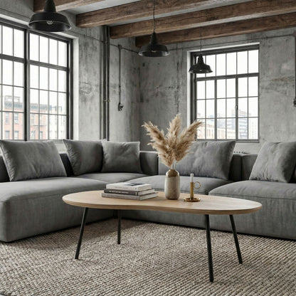 Salontafel niervorm Mangohout massief white wash 122 cm