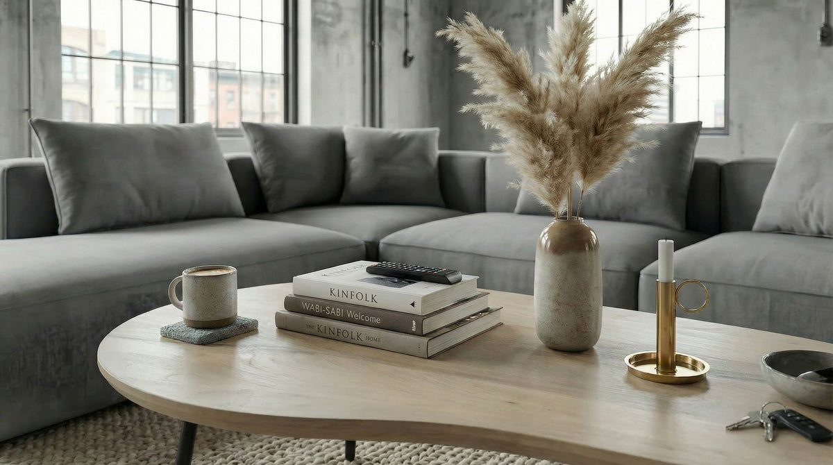 Salontafel niervorm Mangohout massief white wash 122 cm