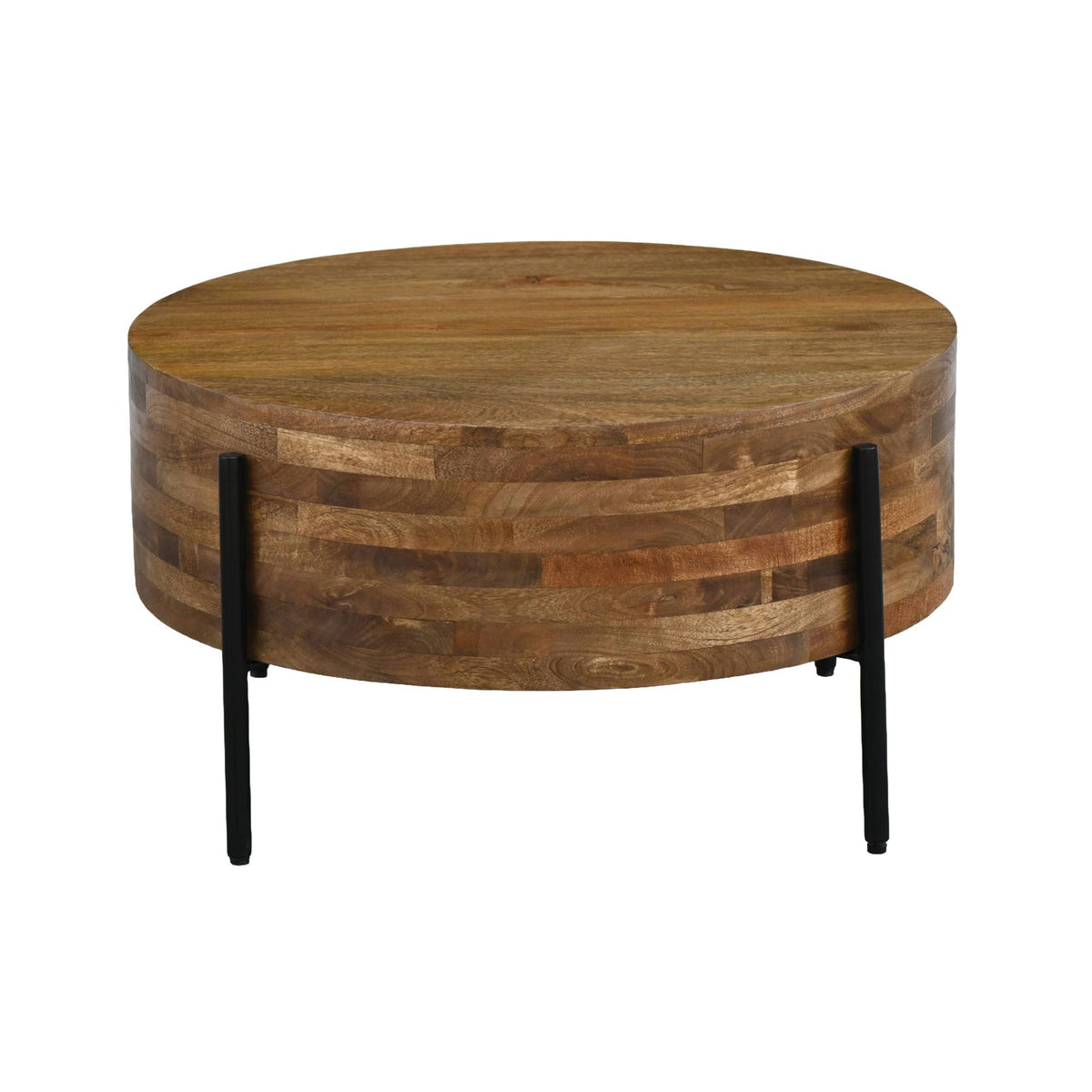 Salontafel 70cm Massief Mango Hout - Ronde Woonkamertafel