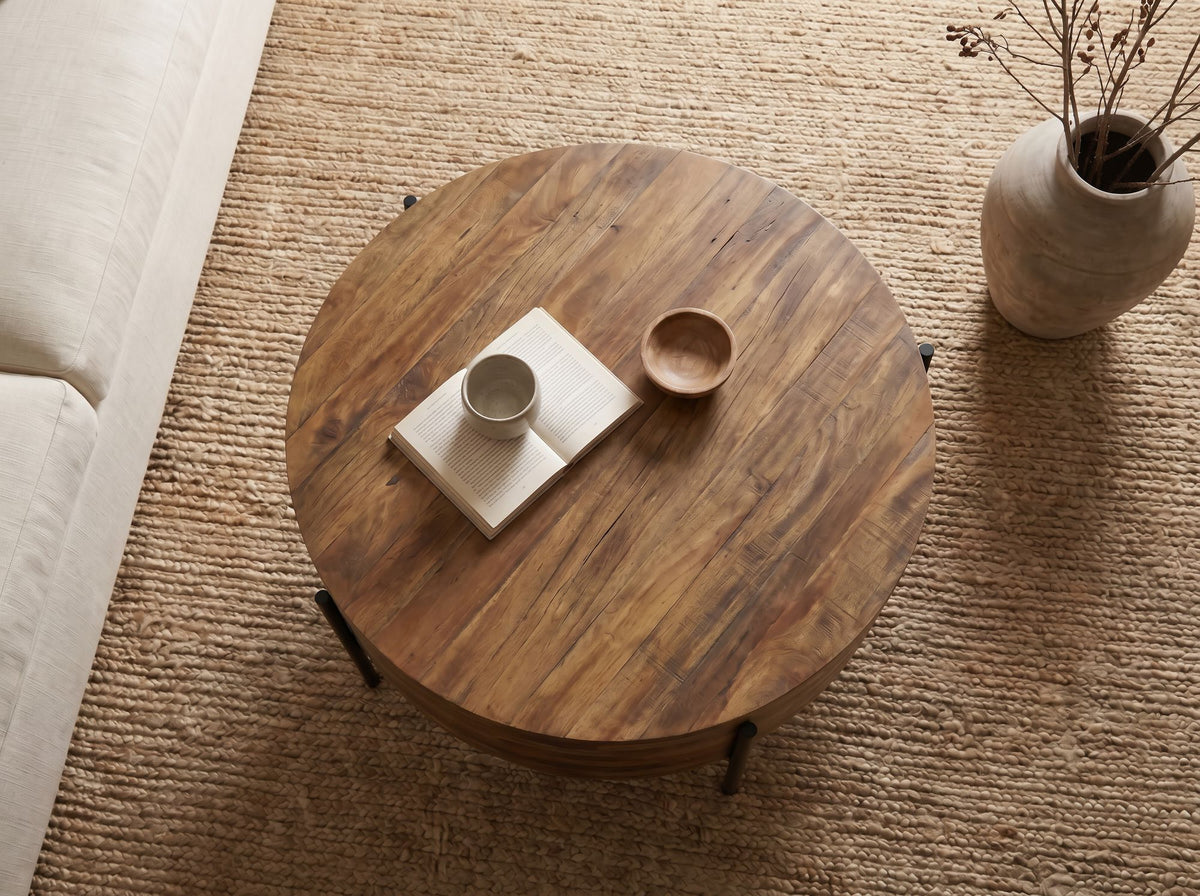 Salontafel 70cm Massief Mango Hout - Ronde Woonkamertafel