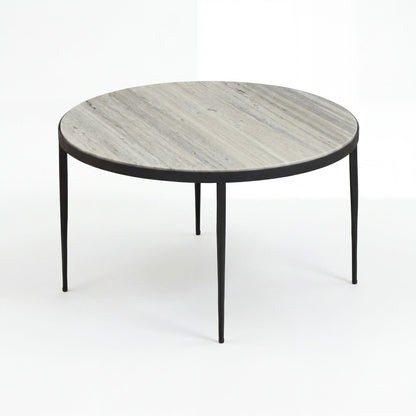 Salontafel Metaal met wit Toronto Marmer Tafelblad 70cm rond