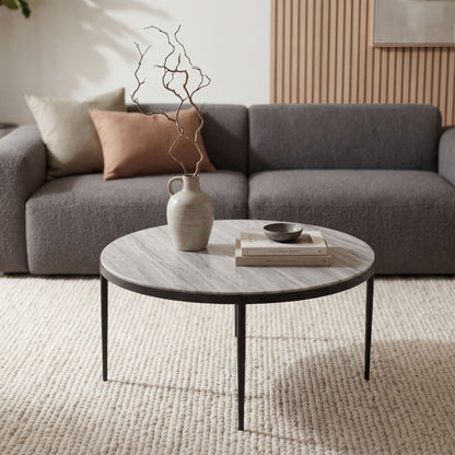 Salontafel Metaal met wit Toronto Marmer Tafelblad 70cm rond
