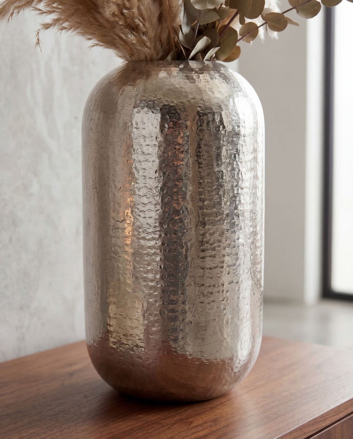 Decoratieve Vaas Aluminium 45cm Zilver - Grote Staande Vaas
