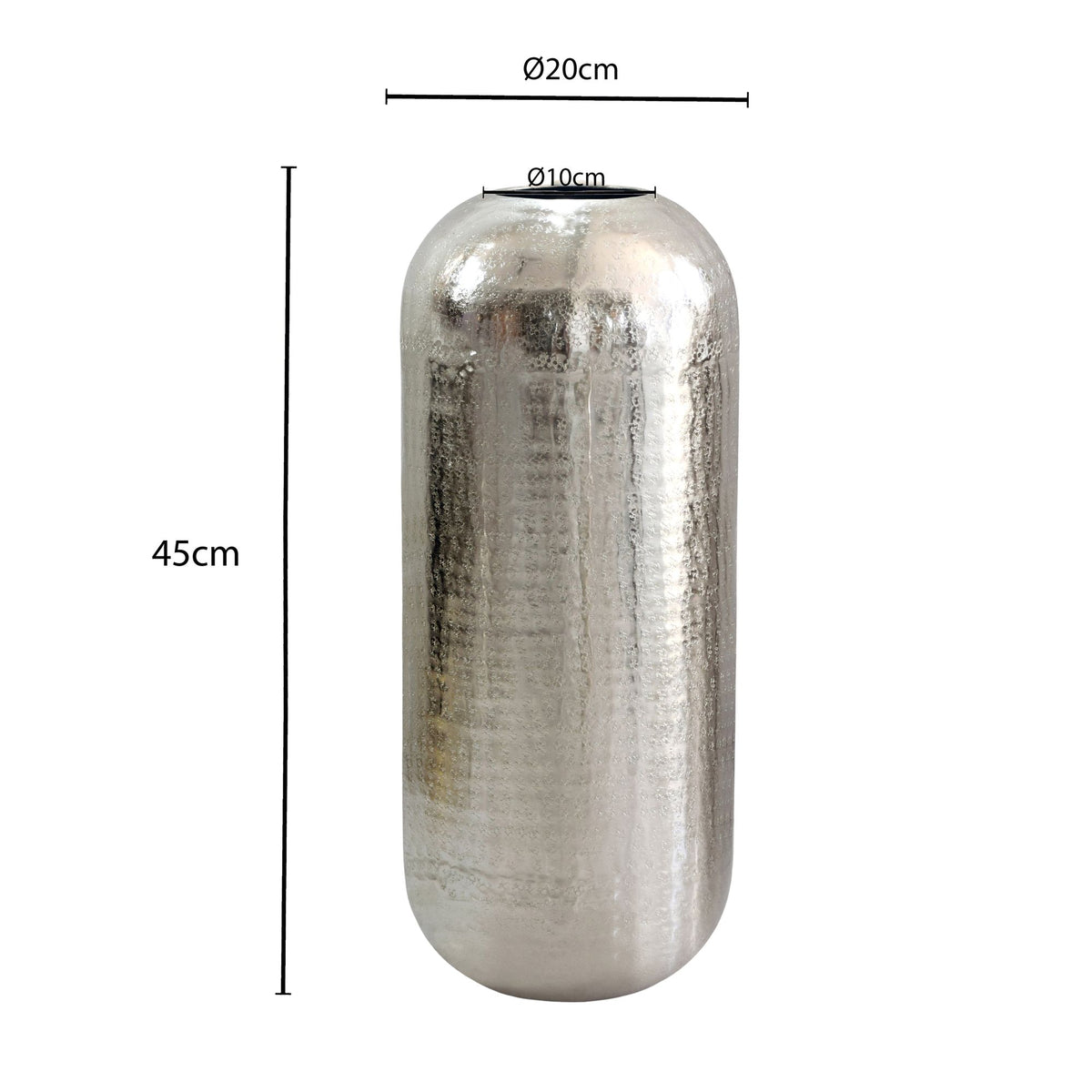 Decoratieve Vaas Aluminium 45cm Zilver - Grote Staande Vaas