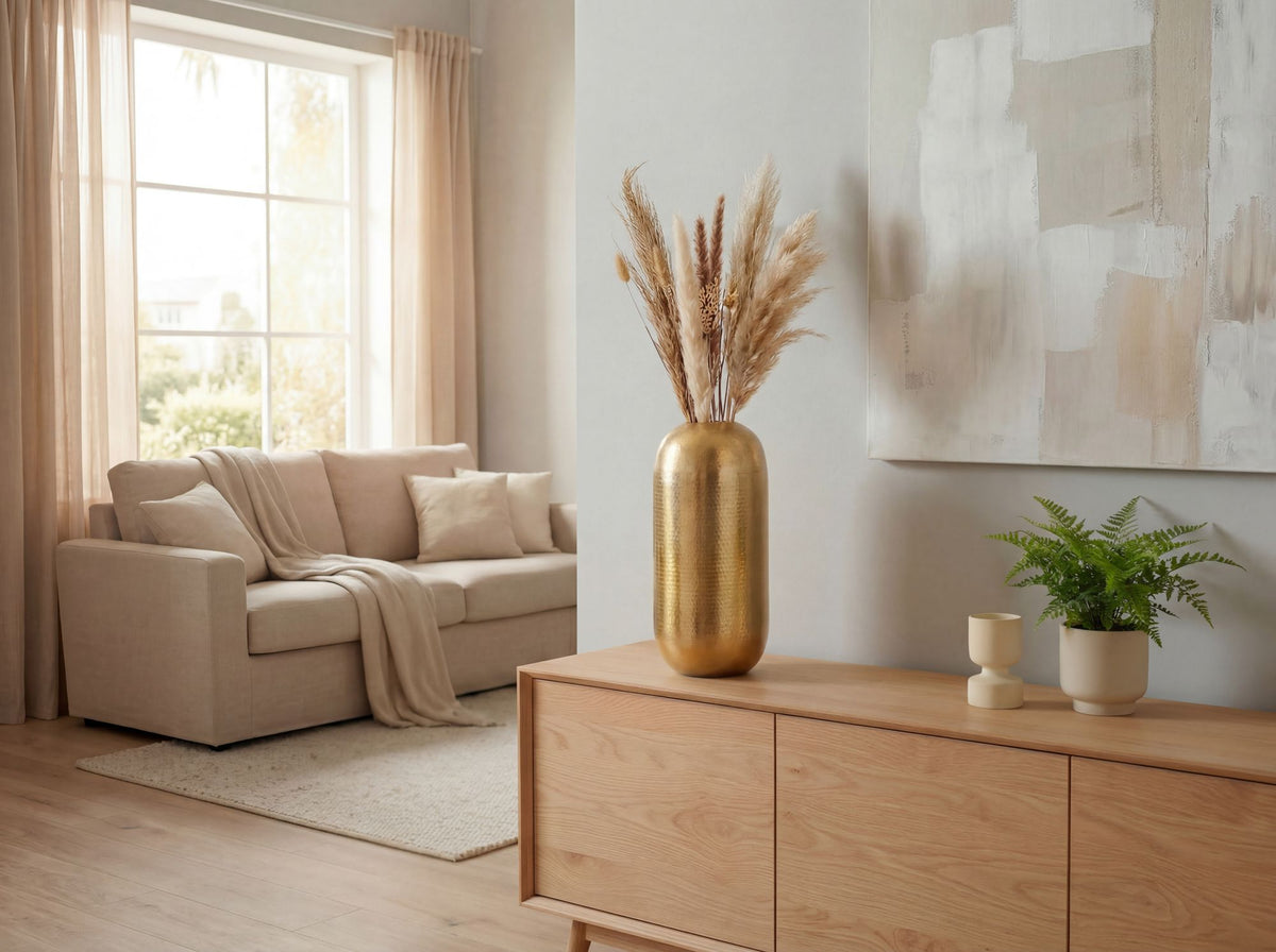 Decoratieve Vaas Aluminium 45cm Goud - Grote Staande Vaas