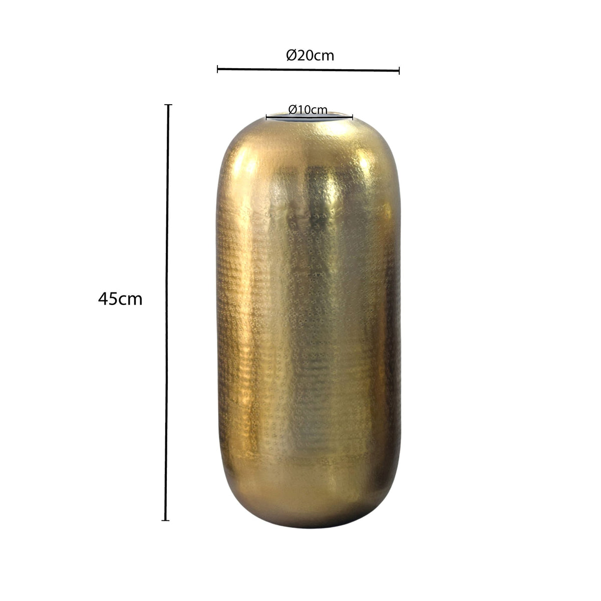 Decoratieve Vaas Aluminium 45cm Goud - Grote Staande Vaas