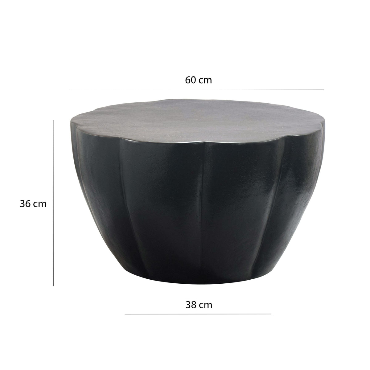 Salontafel Aluminium 60cm Bloesemvorm Zwart - Ronde Woonkamertafel