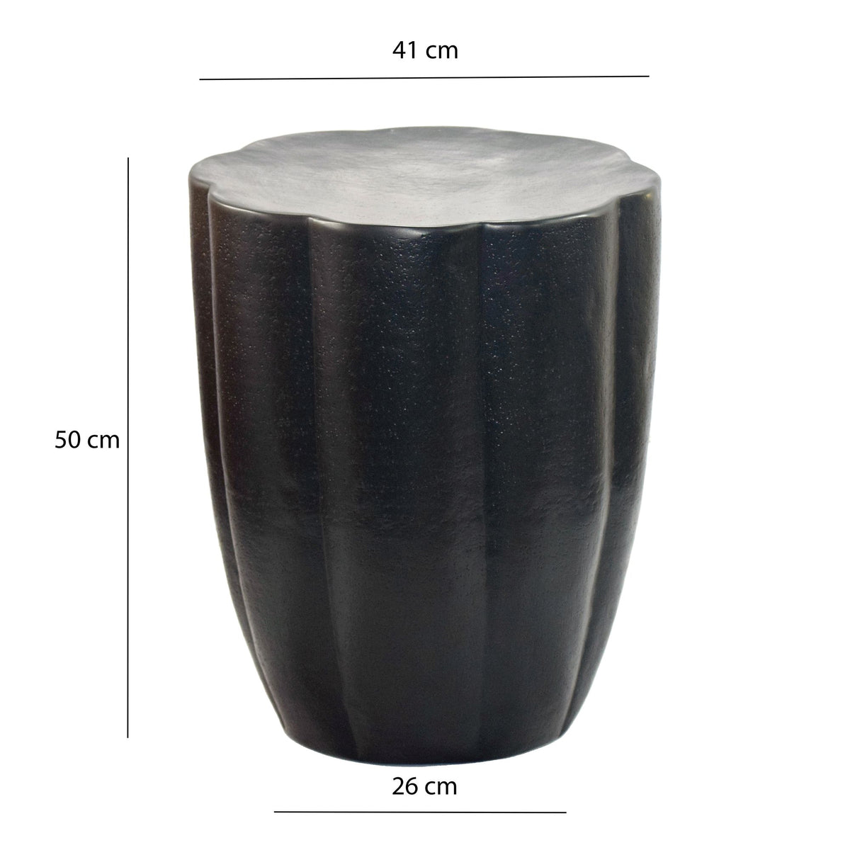 Bijzettafel Aluminium Zwart 41cm Ronde Aanrechttafel