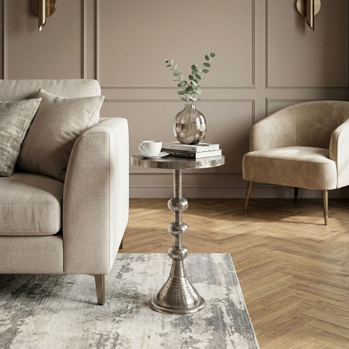 Bijzettafel Aluminium Zilver 30cm Ronde Aanrechttafel