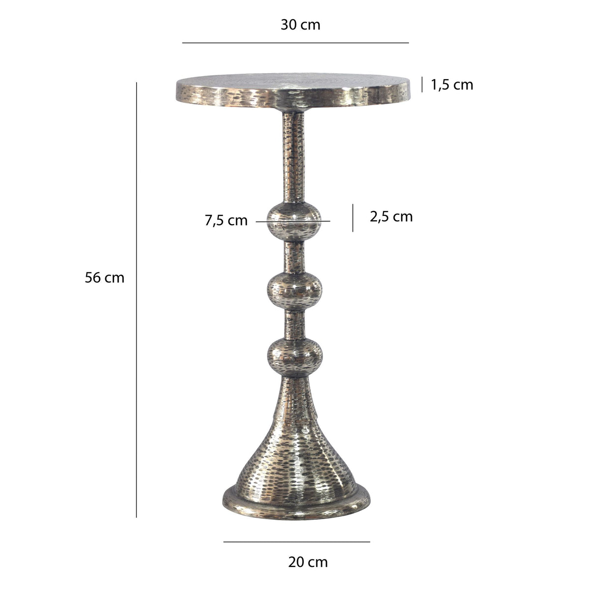 Bijzettafel Aluminium Zilver 30cm Ronde Aanrechttafel