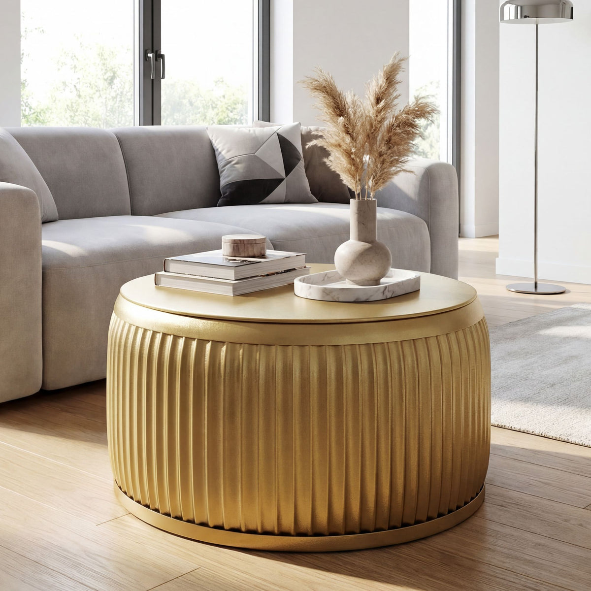 Salontafel Metaal Rond 60cm Goud met afneembaar tafelblad
