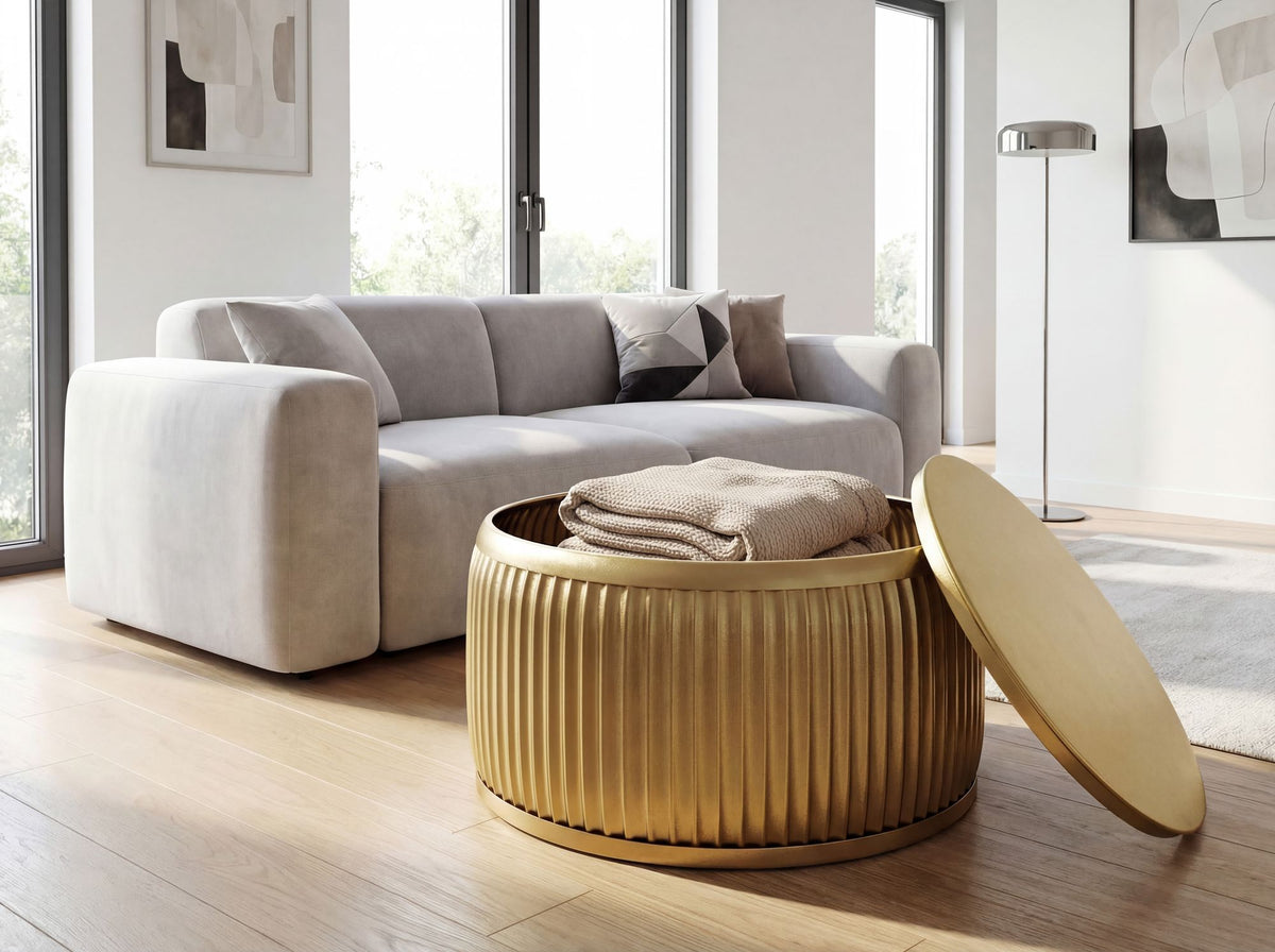 Salontafel Metaal Rond 60cm Goud met afneembaar tafelblad
