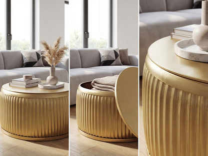 Salontafel Metaal Rond 60cm Goud met afneembaar tafelblad