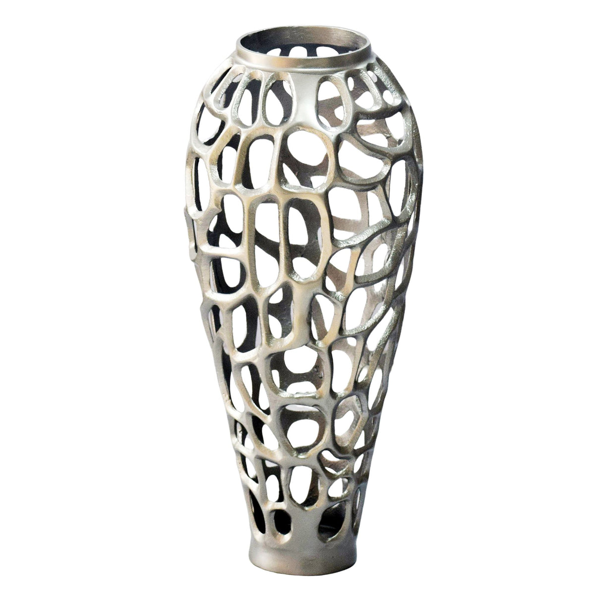 Vloervaas Aluminium 85cm Zilver - Design Bloemenvaas Groot