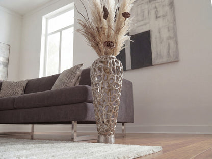 Vloervaas Aluminium 85cm Zilver - Design Bloemenvaas Groot
