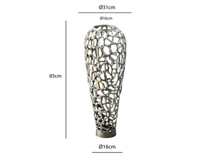 Vloervaas Aluminium 85cm Zilver - Design Bloemenvaas Groot