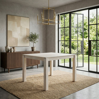 Eettafel Massief Hout Mango 80x80 cm White Wash