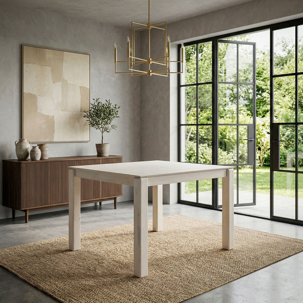 Eettafel Massief Hout Mango 80x80 cm White Wash -