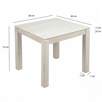 Eettafel Massief Hout Mango 80x80 cm White Wash -
