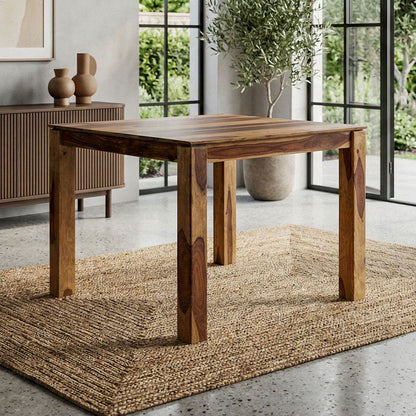 Eettafel Massief Hout Sheesham 80x80 cm Donkerbruin