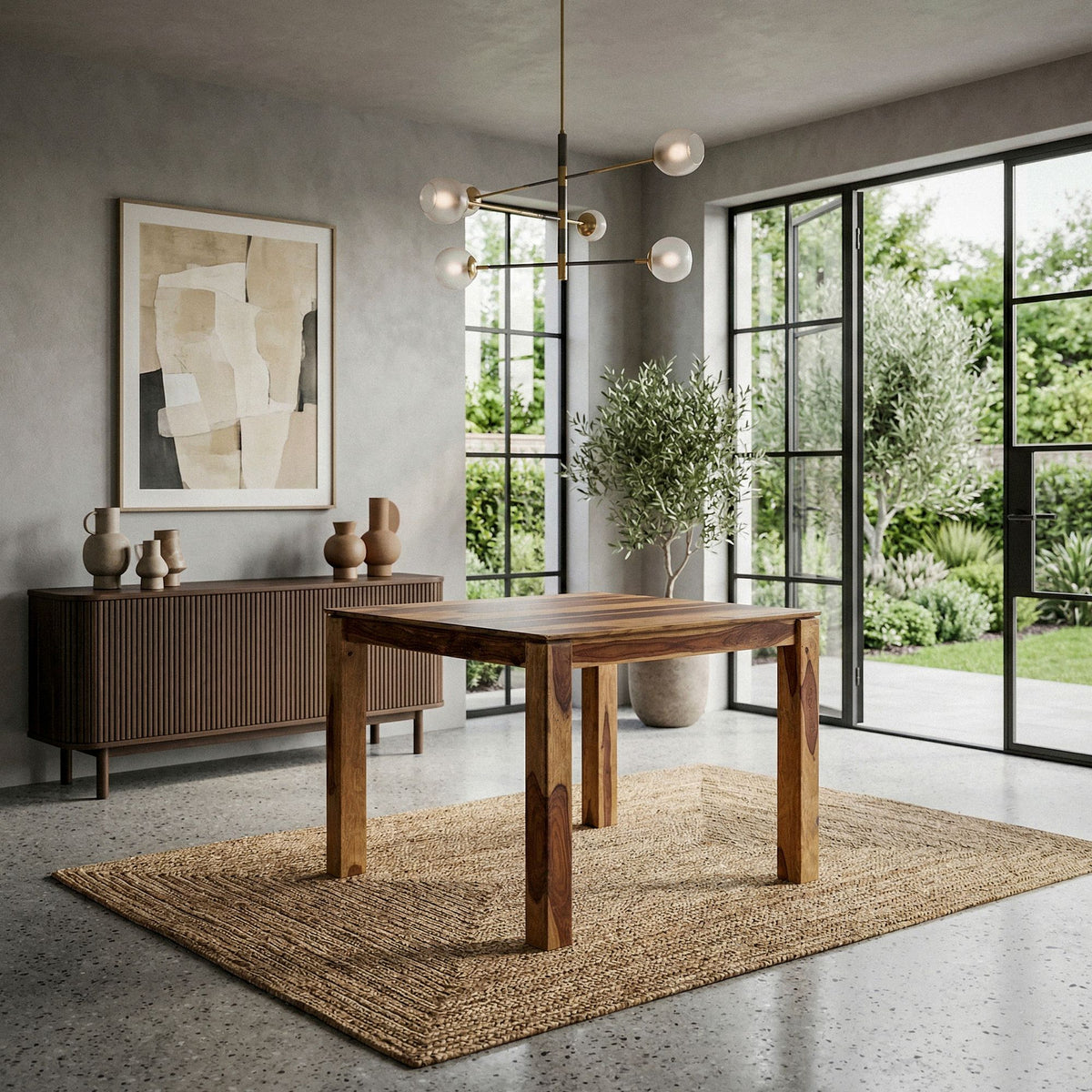 Eettafel Massief Hout Sheesham 80x80 cm Donkerbruin