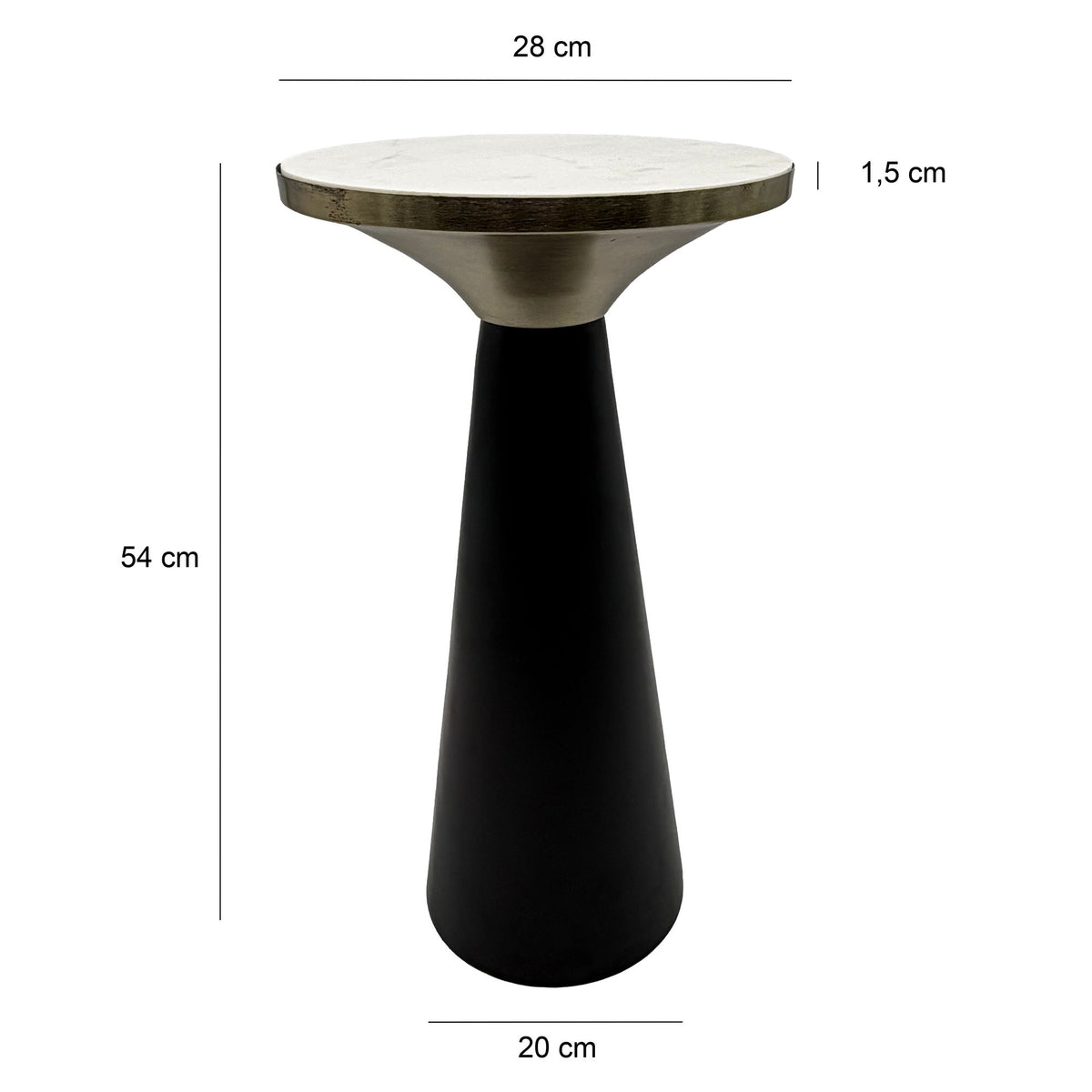 Bijzettafel IJzer & Marmer Tafelblad 28cm rond - Kleine