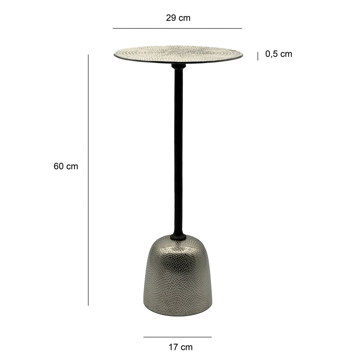 Bijzettafel Aluminium 29cm - Kleine ronde bijzettafel
