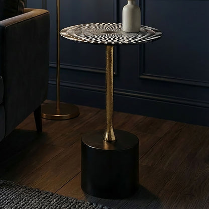 Bijzettafel Aluminium 49cm Op-Art-Patroon - Kleine ronde