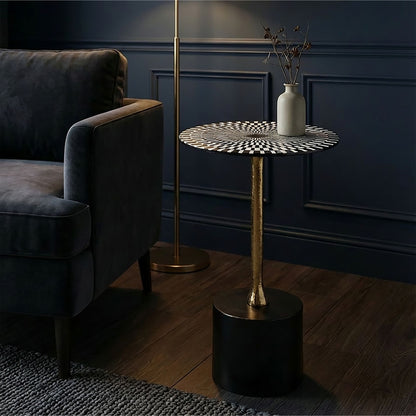 Bijzettafel Aluminium 49cm Op-Art-Patroon - Kleine ronde