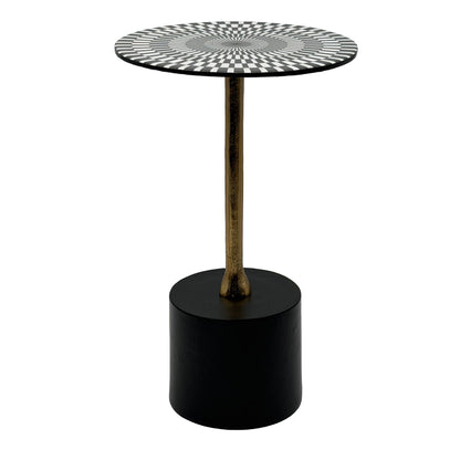 Bijzettafel Aluminium 49cm Op-Art-Patroon - Kleine ronde