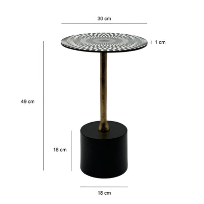 Bijzettafel Aluminium 49cm Op-Art-Patroon - Kleine ronde