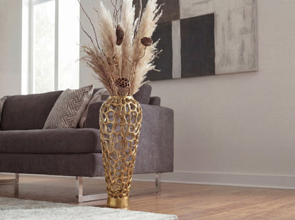 Vloervaas Aluminium 85cm Goud - Design Bloemenvaas Groot