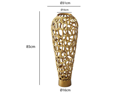 Vloervaas Aluminium 85cm Goud - Design Bloemenvaas Groot