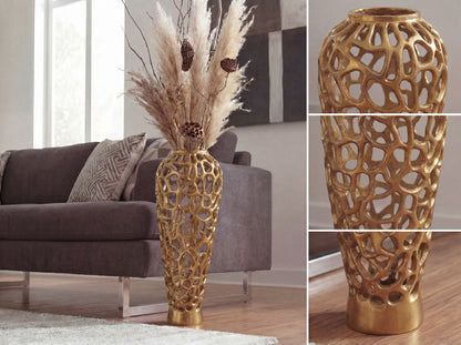 Vloervaas Aluminium 60cm Goud - Design Bloemenvaas Groot