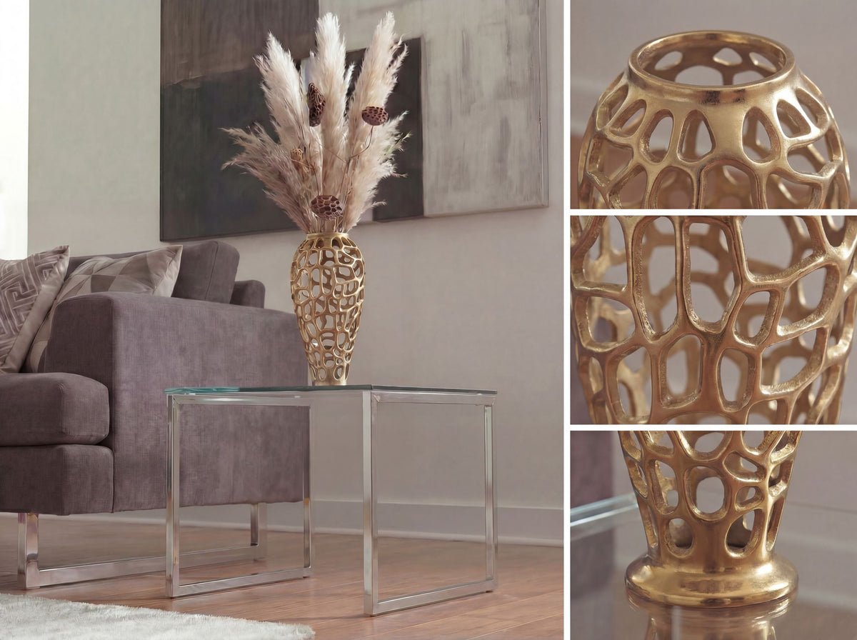 Decoratieve Vaas Aluminium 45cm Goud - Design Bloemenvaas Groot