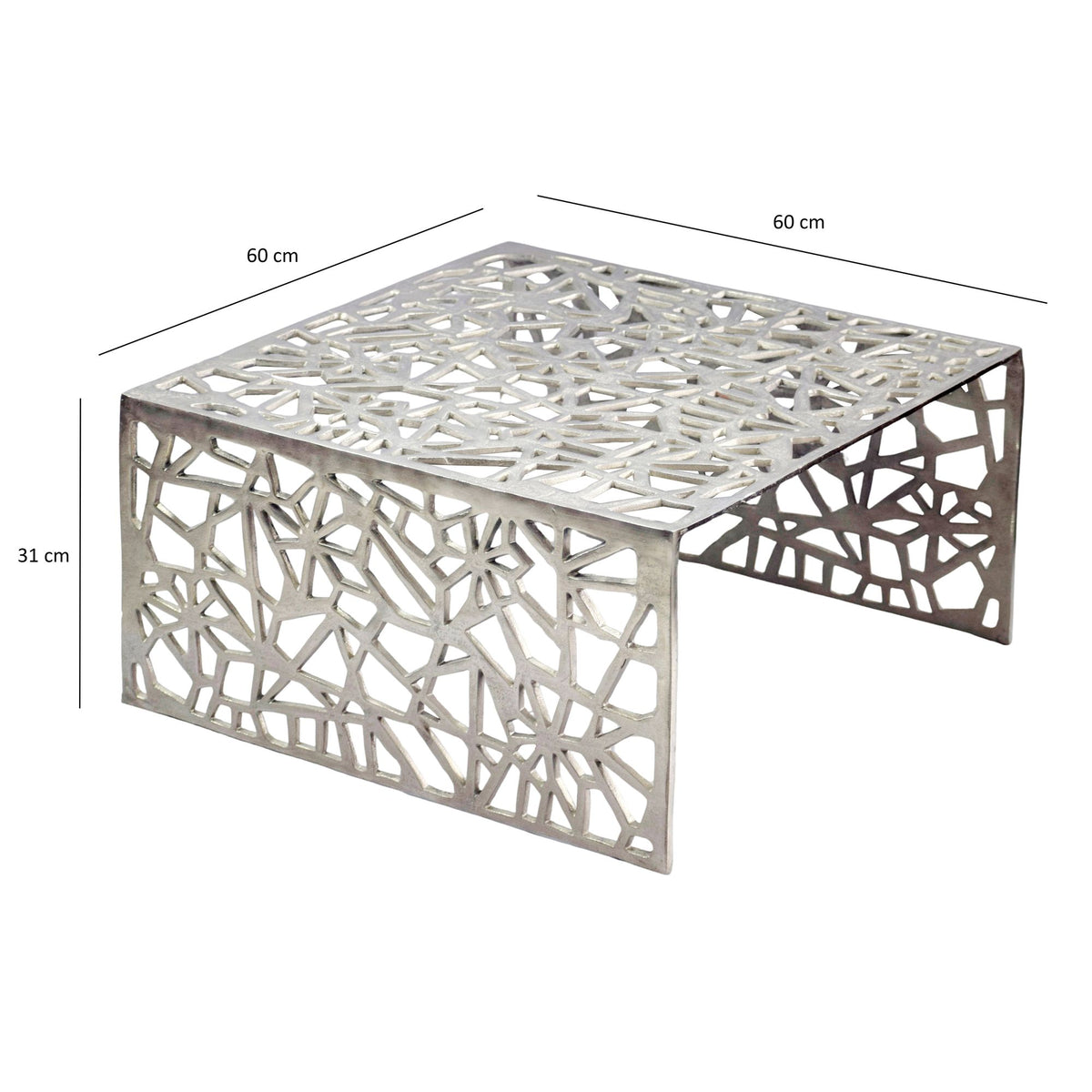 Salontafel Aluminium Zilver 60cm Vierkante Sofatafel