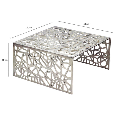 Salontafel Aluminium Zilver 60cm Vierkante Sofatafel