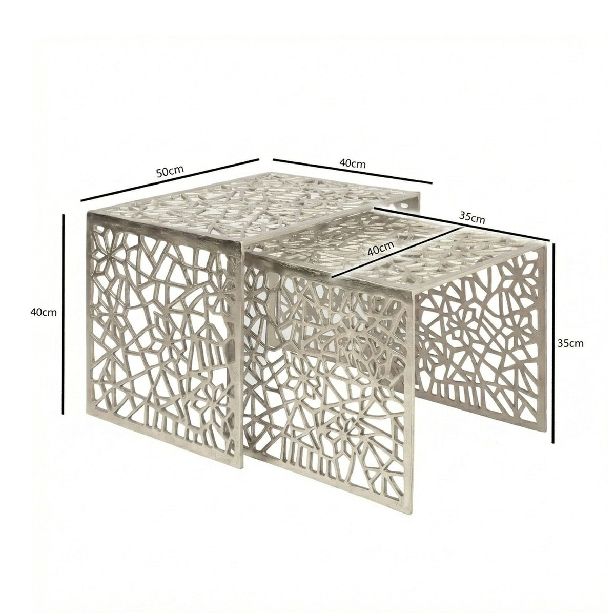 2-delige set salontafels aluminium zilver - Design bijzettafel set