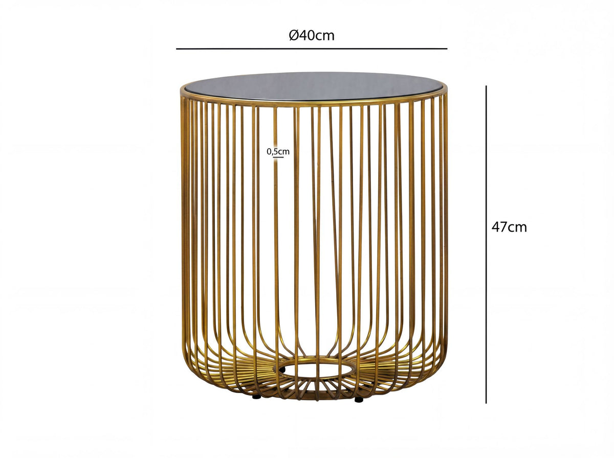 Bijzettafel Glas Metaal 40cm Goud Rond - Moderne Bijzettafel