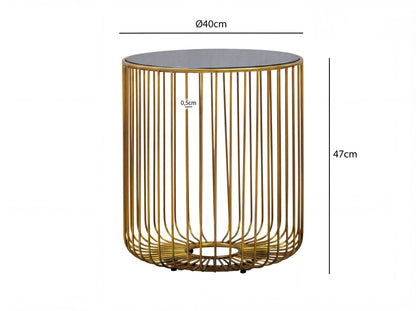 Bijzettafel Glas Metaal 40cm Goud Rond - Moderne Bijzettafel