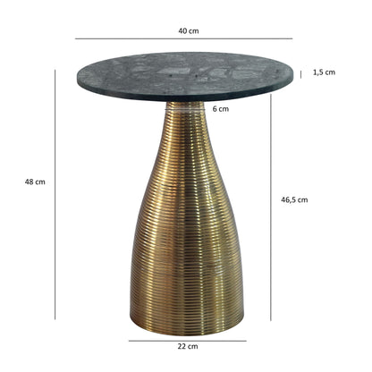 Bijzettafel Rond 40cm Goud met Massief Marmeren Blad