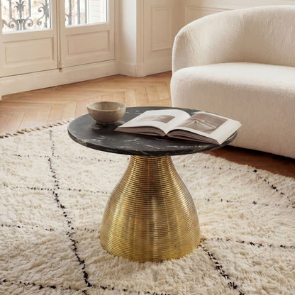 Salontafel Metaal met zwart Marmer Tafelblad 60cm Rond